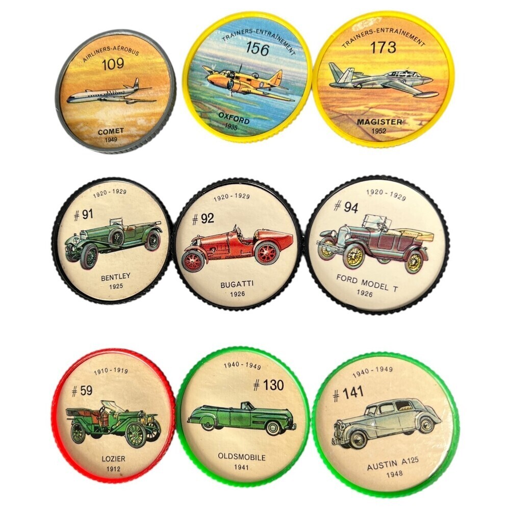 Jell-O Hostess Picture Wheel Cars and Planes 9pc Random Mixed Bundle